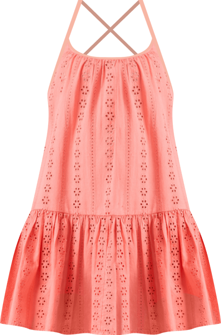 Juniors' Cotton Eyelet Mini Dress Cover-Up