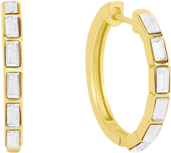 Crystal Baguette Hinged Hoop Earrings