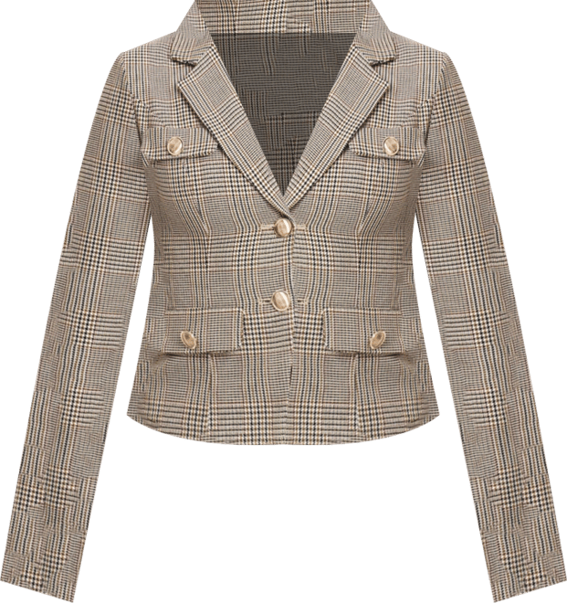 Women's Oakley Brown Plaid Preppy Style Blazer Jacket