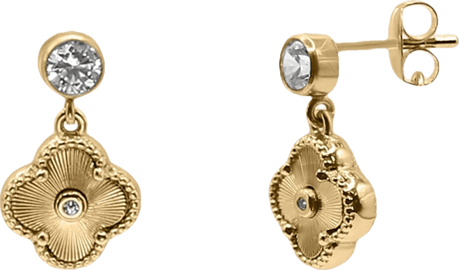 Non-Tarnishing 10mm Gold Filled Clover with Cubic Zirconia Stud Earrings