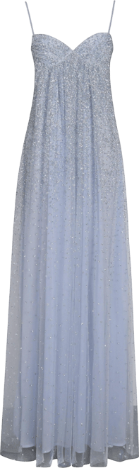 Women's Wallie Baby Blue Rhinestone Embellished Mesh Backless Gown