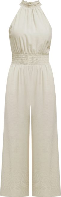 Women's Sleeveless Textured Wide-Leg Jumpsuit