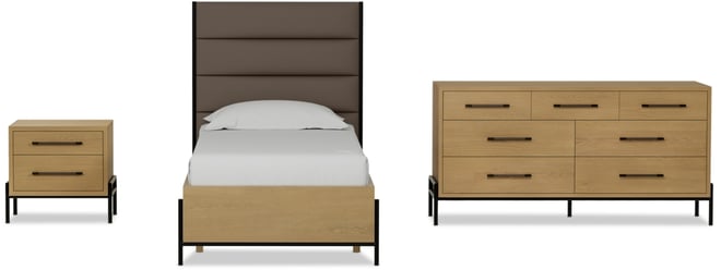 Linstead 3-Pc. Twin Upholstered Set (Bed, Dresser & Nightstand), Created for Macy's