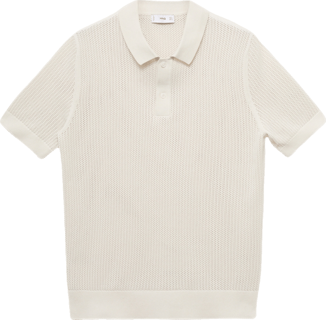 Men's Openwork Knitted Cotton Polo Shirt