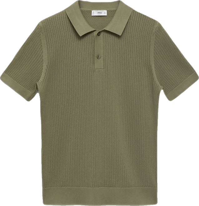 Men's Openwork Knitted Cotton Polo Shirt