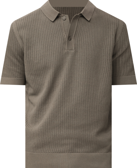 Men's Openwork Knitted Cotton Polo Shirt