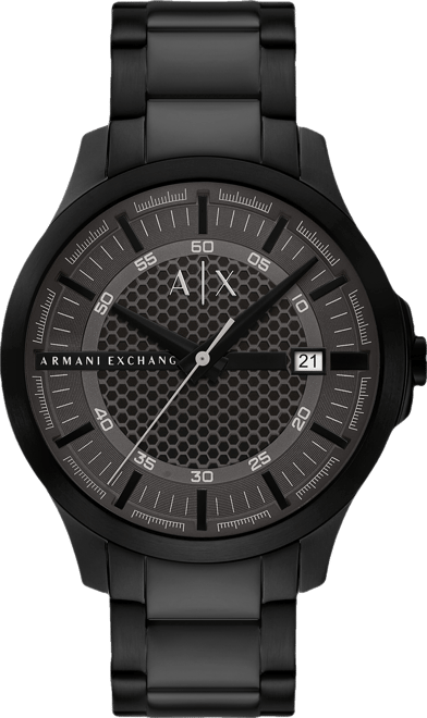 Men's Quartz Three-Hand Date Black Stainless Steel Watch, 46mm