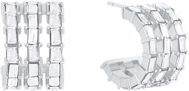 Triple Row Baguette Hoop Earrings