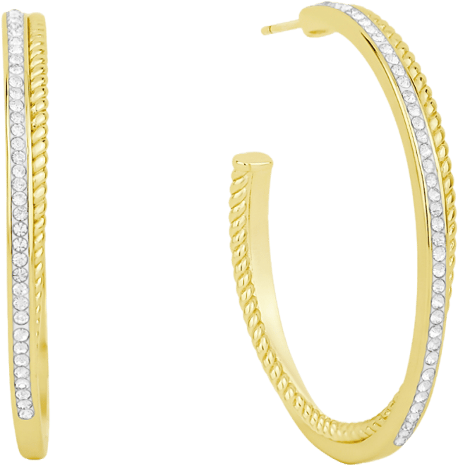 Crystal Twisted Rope C Hoop Earrings