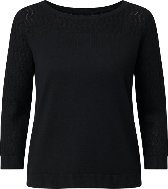 Women's Crewneck Pointelle 3/4-Sleeve Lightweight Sweater