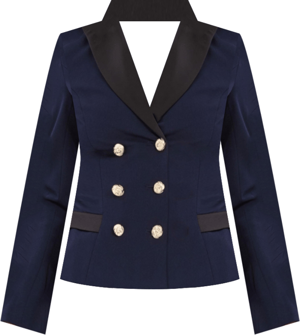 Women Nasia Navy Blue Double Breast Backless Blazer