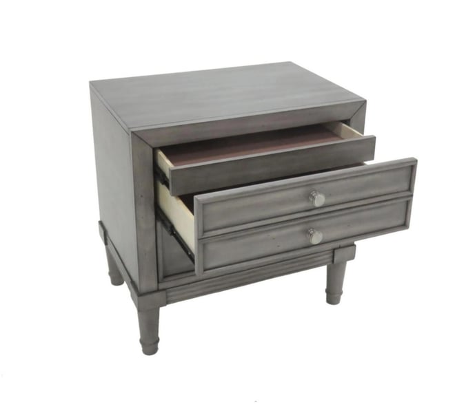 Simplie Fun Modern Gray Finish 1 Piece Nightstand Solidwood Hidden Drawer Nickel Round Knob Bedside Table Bedroom