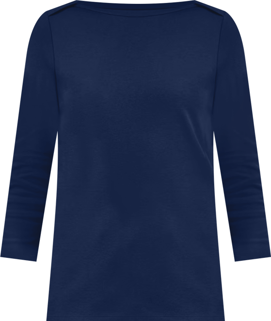 Women's Petite Pima Cotton 3/4-Sleeve Boat-Neck Top, Created for Macy's