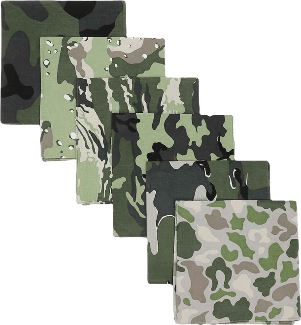 Camo Pattern 22" x 22" 6-Pack Bandana Set