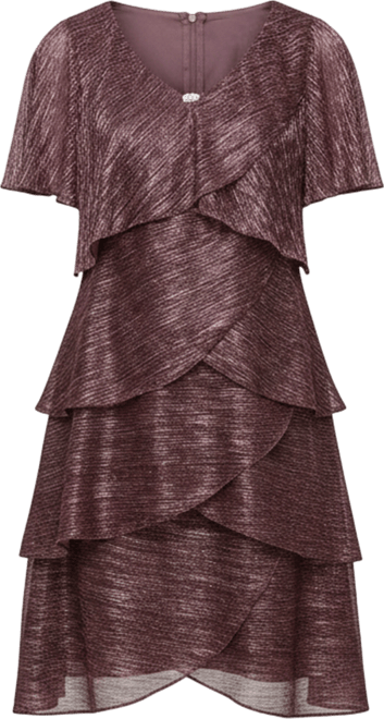 Tiered Shimmer Shift Dress