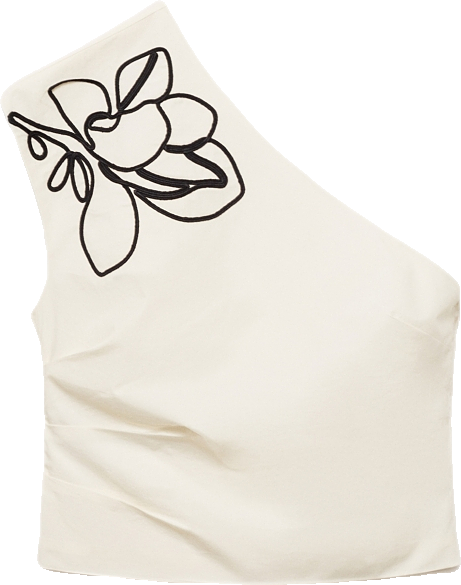 Women's Asymmetrical Embroidered Floral Top