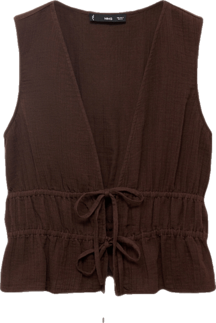 Women's Bows Detail Ruffled Top