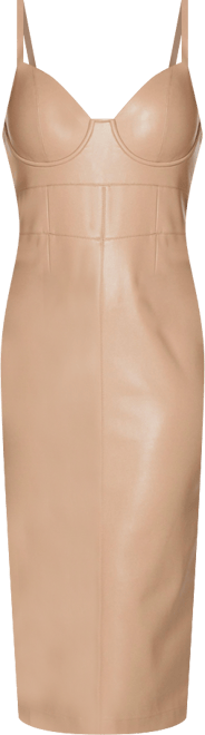 Women's Laux Leather Bustier Midi Dress