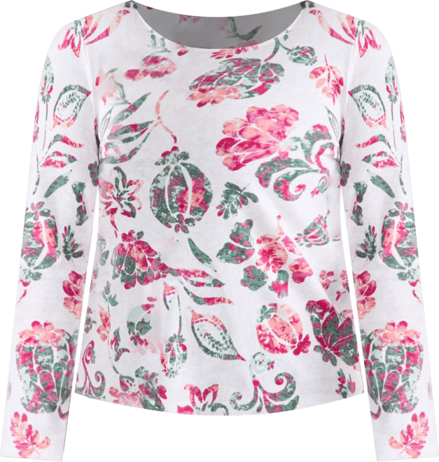 Style & Co Plus Size Printed Scoop-Neck Long-Sleeve Top