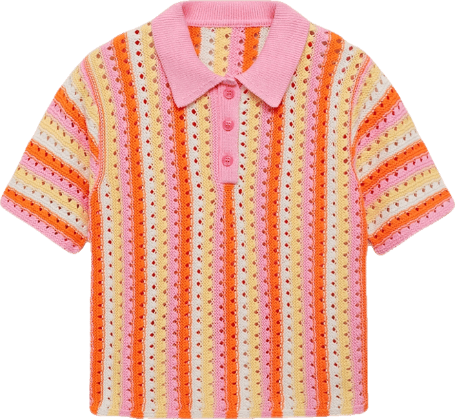 Women's Striped Openwork Knit Sweater