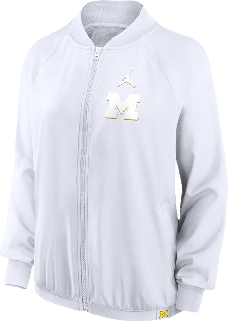 Women's White Michigan Wolverines Statement Bomber Raglan Full-Zip Jacket