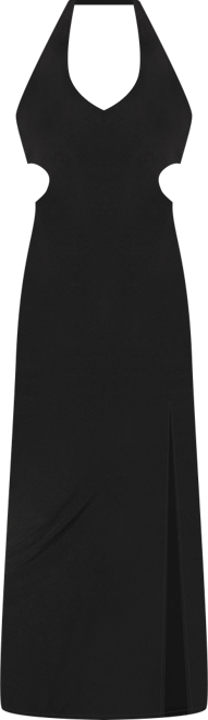 Women's Slit Front Cutout Halter Midi Dress