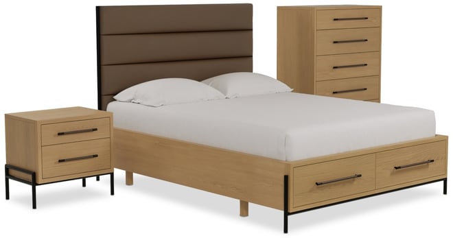 Linstead 3-Pc. King Upholstered Storage Set (Bed, Chest & Nightstand), Created for Macy's