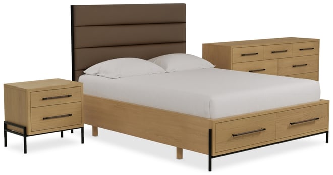 Linstead 3-Pc. Full Upholstered Storage Set (Bed, Dresser & Nightstand), Created for Macy's