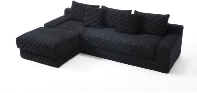 L-Shaped Corduroy Sectional Sofa Bed
