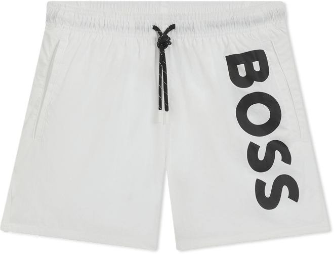Boss by  Men's Contrast-Logo Swim Shorts