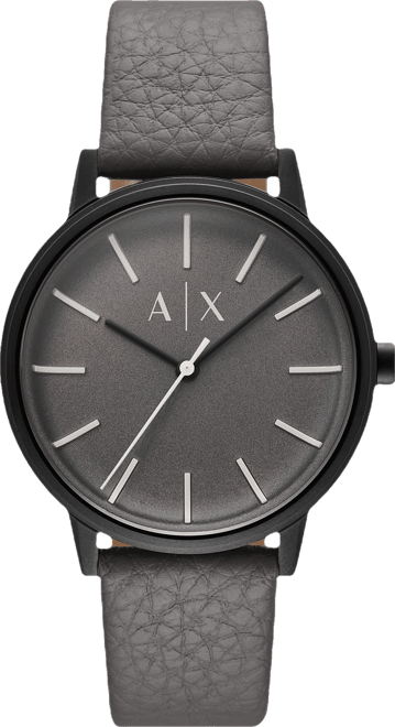 Men's Quartz Three-Hand Gray Leather Watch, 42mm