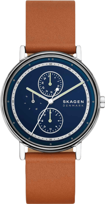 Men's Signatur Quartz Multifunction Brown Leather Watch, 40mm