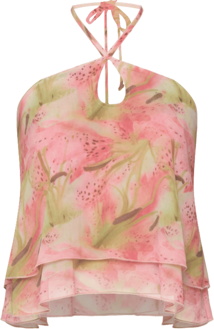 Women's Dragon Lily Layered Chiffon Halter Top