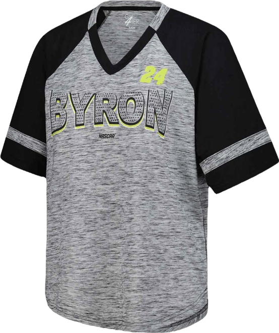 Women's Heather Gray William Byron Hall of Fame Oversized Raglan V-Neck T-Shirt