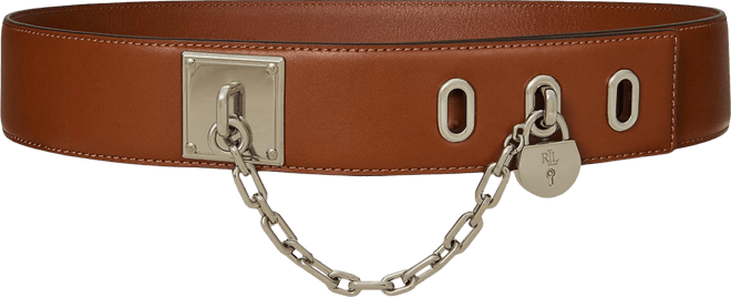 Chain Padlock Wide Leather Belt