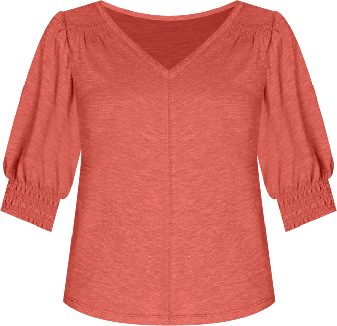 Women's V-Neck Puff-Sleeve Top