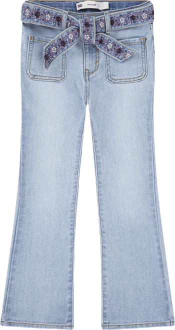 Big Girls Embroidered Belt Flared Jeans