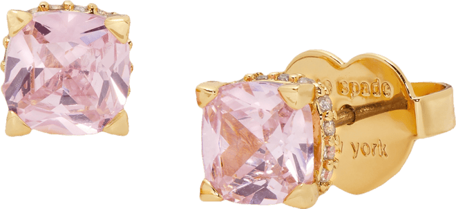 Color Cubic Zirconia Square Stud Earrings