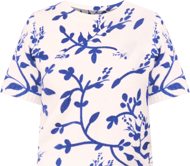 Women's Printed Vines Short Sleeve Sweater