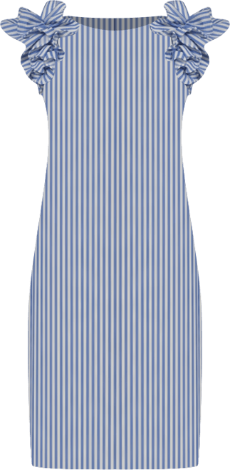 Women's Ruffled Sleeveless Crewneck Sheath Dress