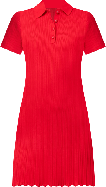 Women's Ribbed Polo-Collar Mini Dress