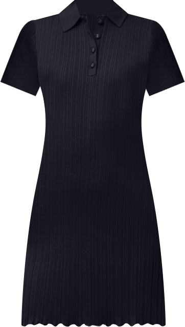 Women's Ribbed Polo-Collar Mini Dress