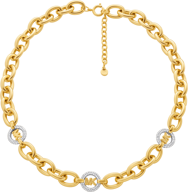 Cubic Zirconia Logo Chain Necklace