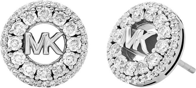 Cubic Zirconia Logo Stud Earrings