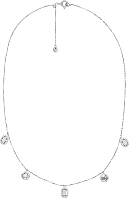 Rhodium-Plated Sterling Silver Multi Stone Necklace