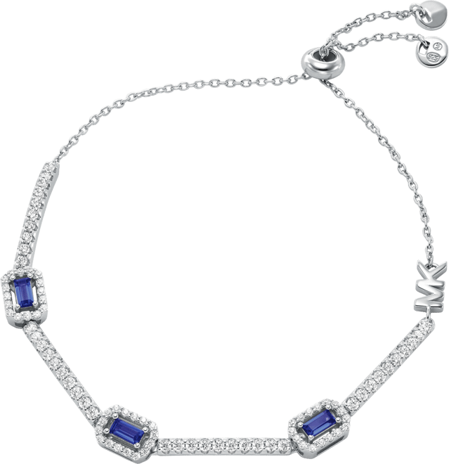 Rhodium-Plated Sterling Silver Emerald Cut Station Bracelet