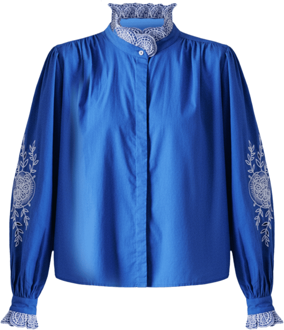 Women's Jewel Trim Cotton Carla Blouse