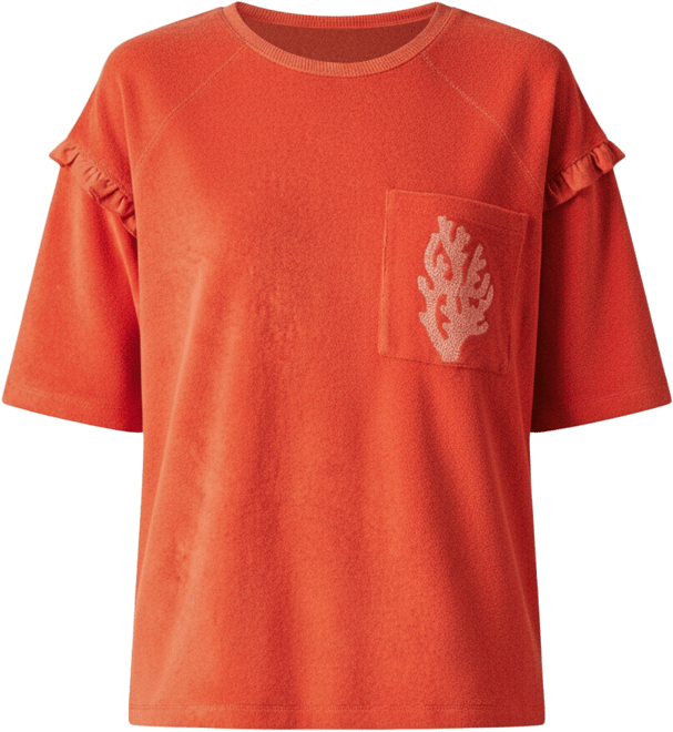 Women's Sea Coral Terry Frill Top