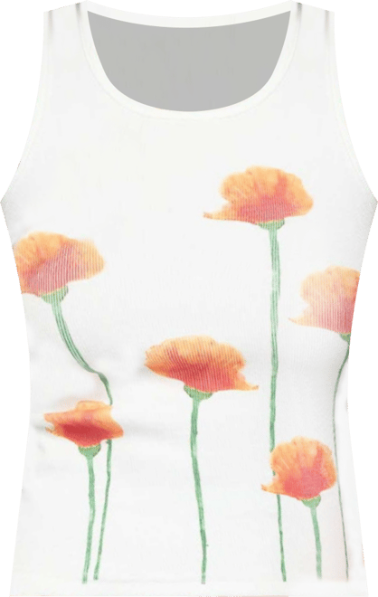 Womens Wild Flowers Ribbed Tank Top