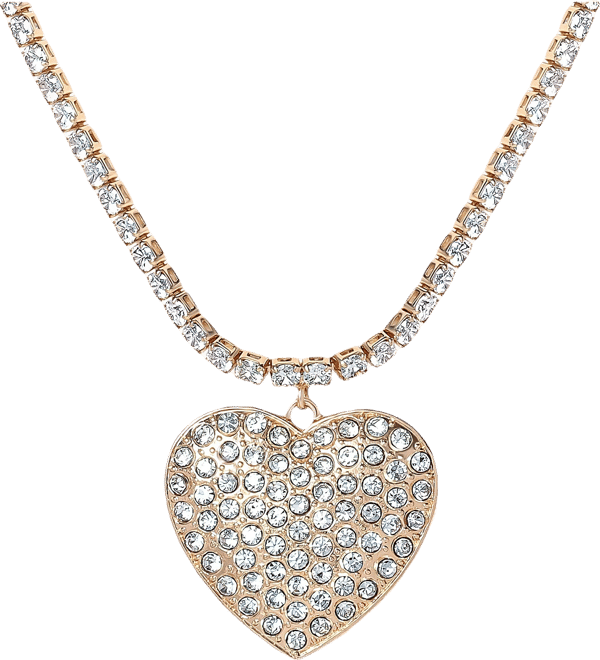 Gold-Tone Heart Pendant Link Chain Necklace